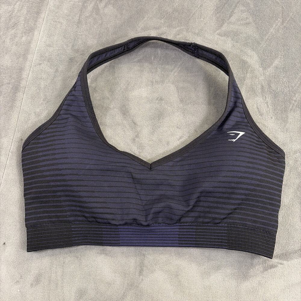Gymshark Women's Halterneck Sport Seamless Sports Bra ZG3 Blue Medium Charity